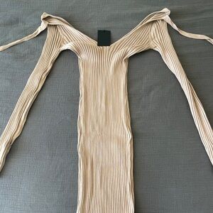 NBD Deep V Midi Dress size S, Oat